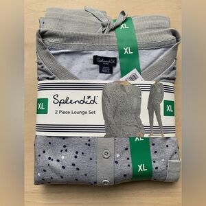 Splendid Ladies' 2-piece Leopard Pajama Set, Gray Hearts XL